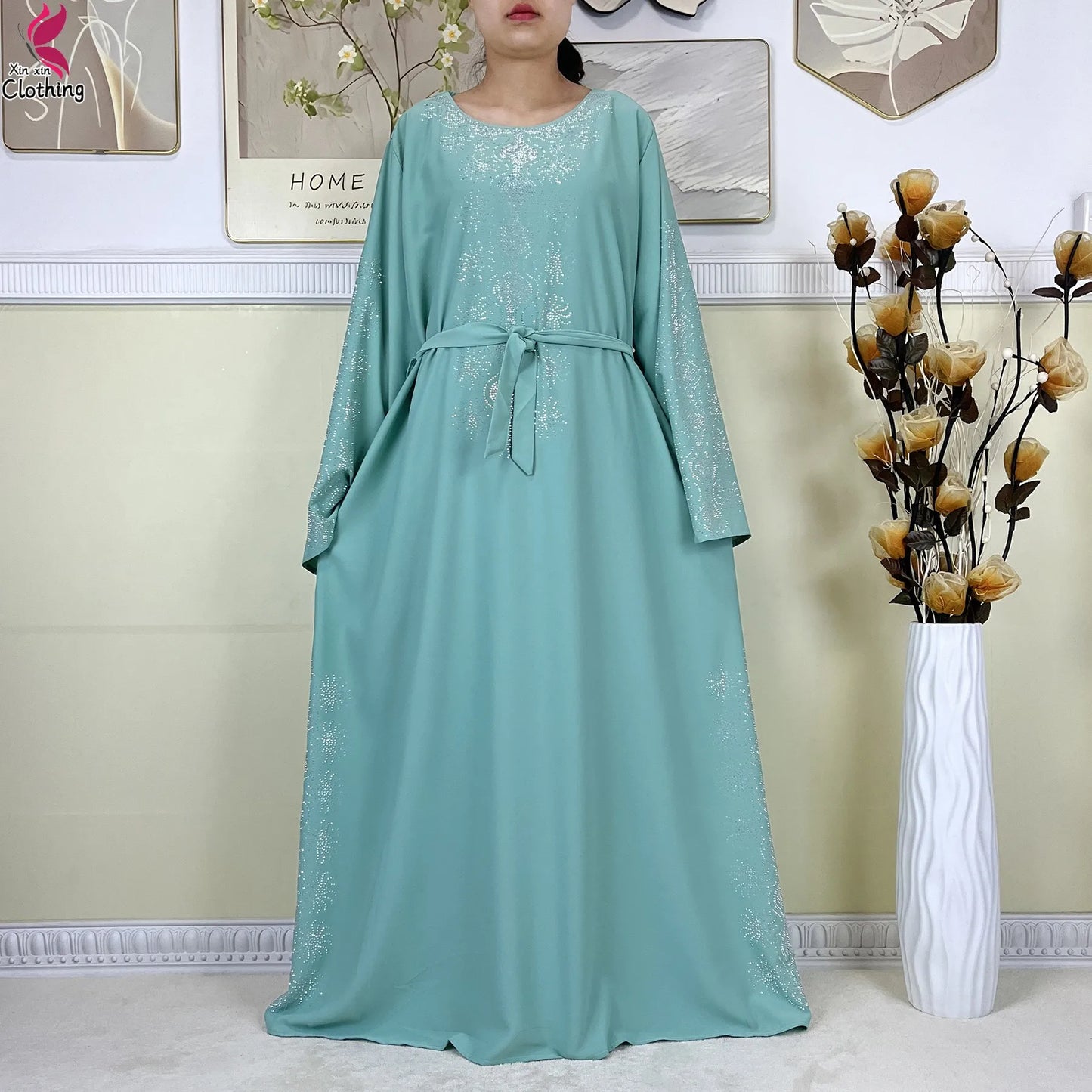 2025New High-Quality Dubai Muslim Abaya for Women Dress Islamic Turkey Femme Clothing Long Sleeve Loose African Dress With Scarf