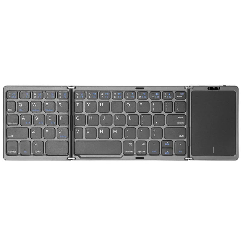 3-Folding Keyboard with Touchpad Dual Bluetooth Keyboard Portable Rechargeable Mini Keyboard for Laptop Windows Android IOS