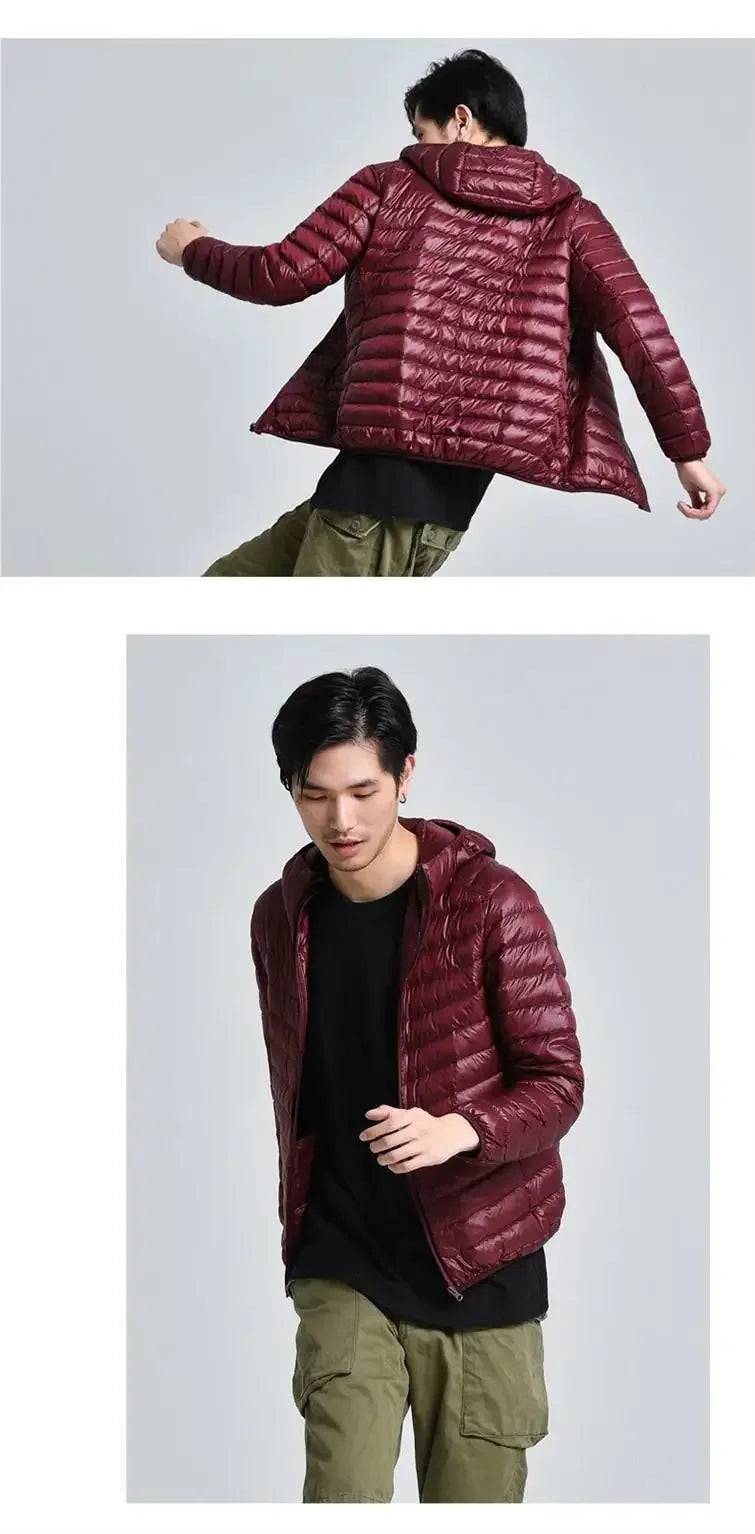 Trendy Lightweight Down Cotton Coat Men's Stand Collar Slimming Smooth Cotton Jacket For Youth Men Casual Scene