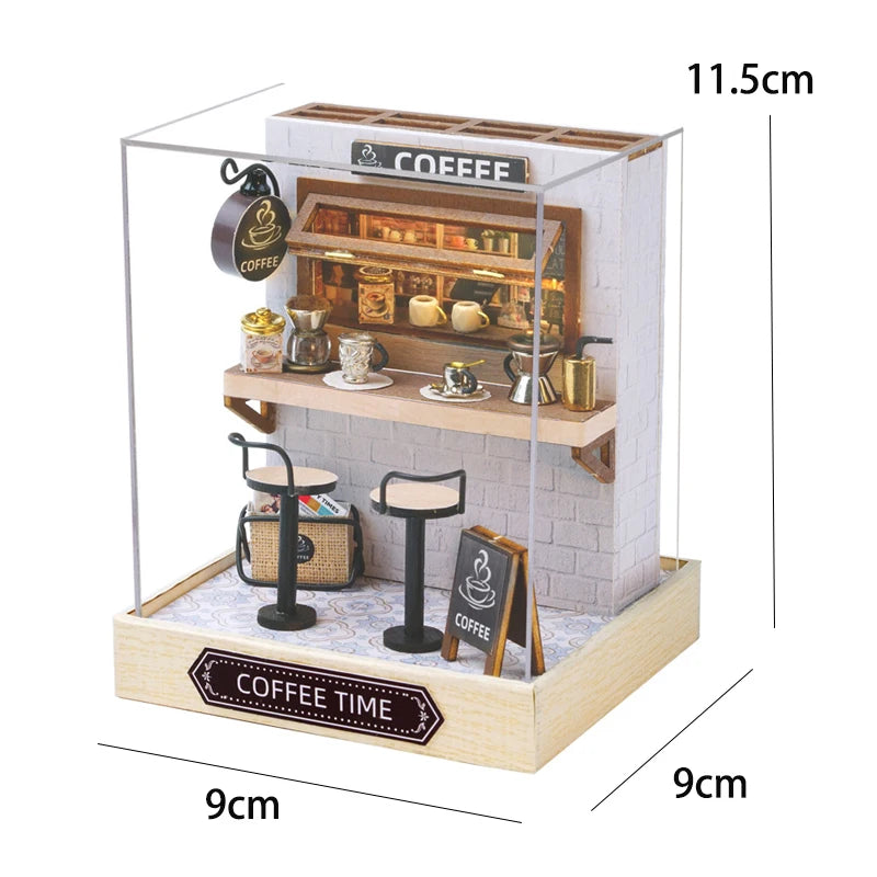 Wooden Miniature Doll House DIY Handmade Assembly Model Building Kit With Dust Cover 3D Puzzle Toys Birthday Gifts Dollhouse