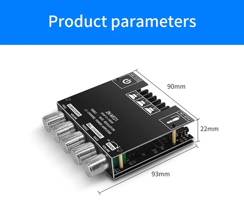 ZK-MT21 Bluetooth 5.0 Subwoofer Amplifier Board For Car Home 50W*2+100W 2.1 Channel Power Audio Stereo Bass Amplifier s Board