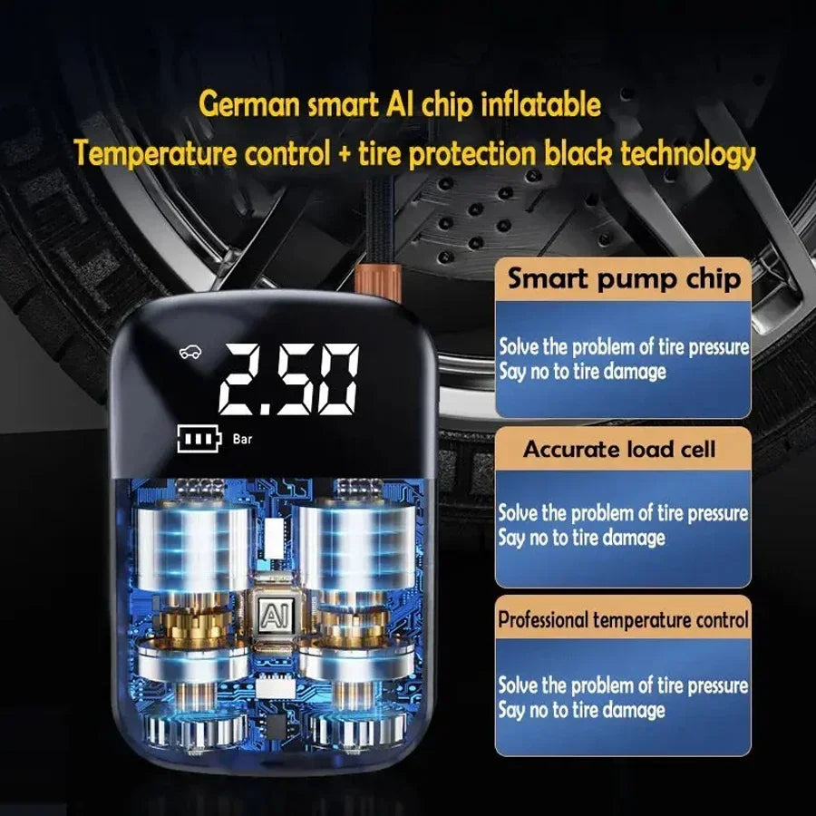 1PC Car Mounted Wireless Digital Display Inflation Pump Portable Wireless Air PumpTire Inflator for Electric Cars