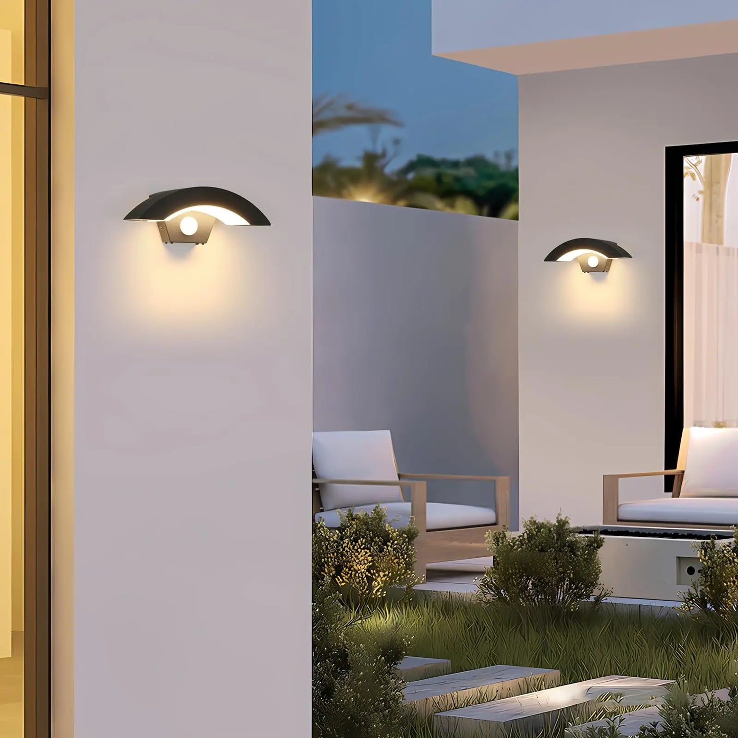 2 Pack Outdoor Wall Light, 12W Modern Exterior Wall Lighting with Motion Sensor, IP65 Waterproof Black Wall Lamp for Entryway