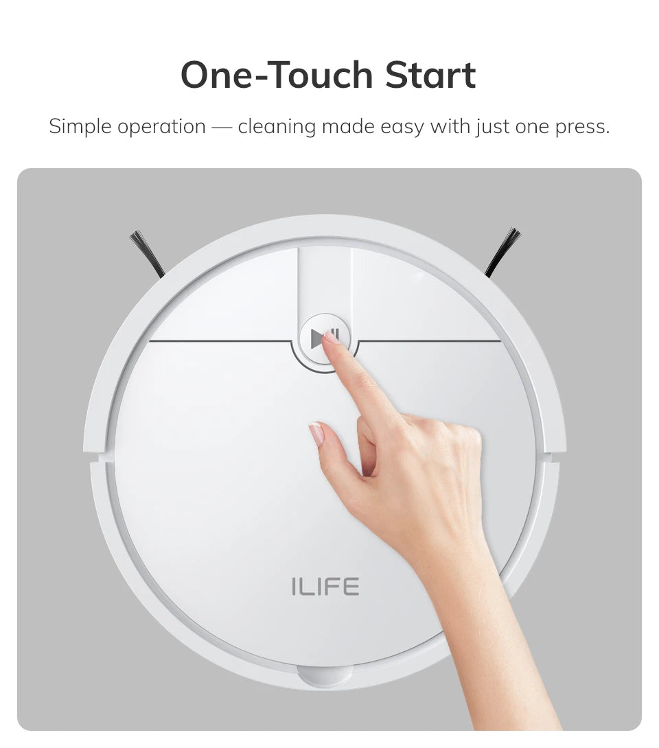 ﻿ ILIFE V2 Robot Vacuum Cleaner, 120 Min Runtime, Self-Charging Robotic Vacuum, Slim, Quiet, Ideal for Pet Hair and Hard Floors