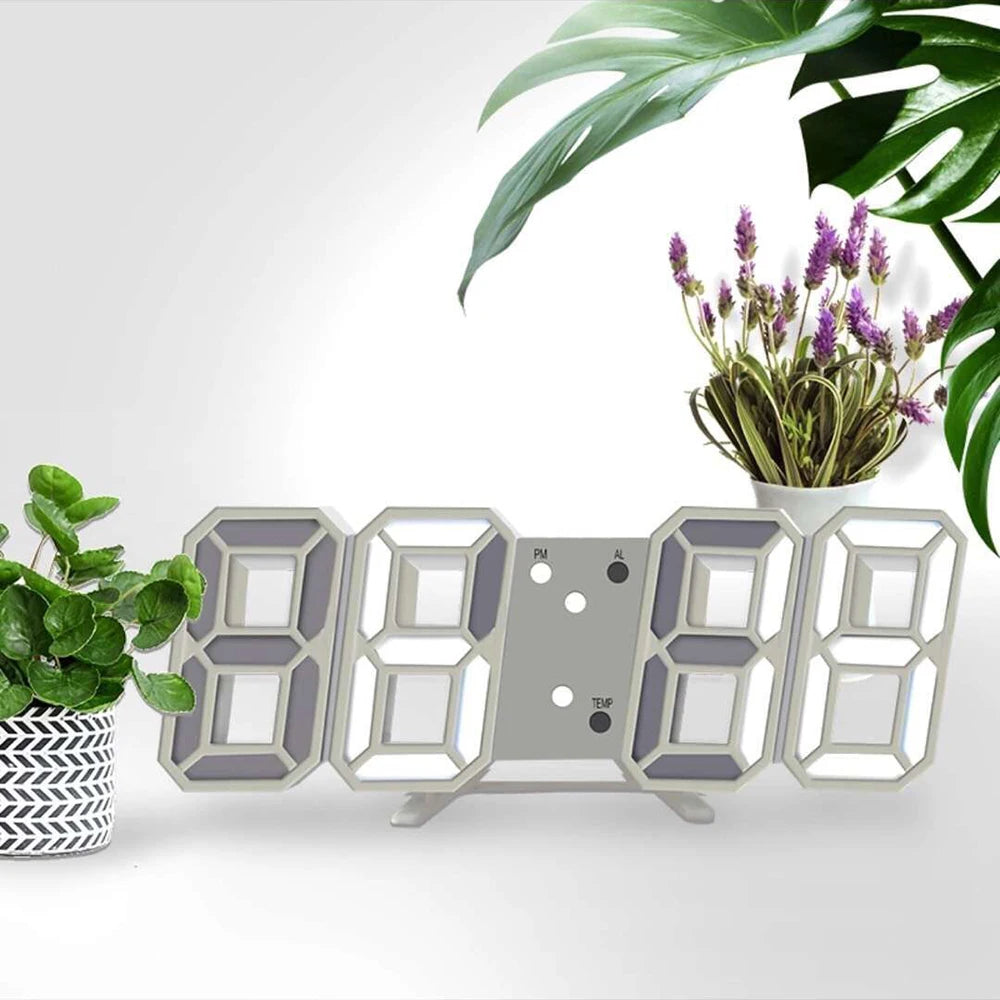 3D LED Digital Clock Luminous Fashion Wall Clock Multifunctional Creative USB Plug in Electronic Clock Home Decoration