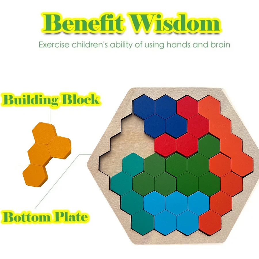 Wooden Tangram Jigsaw DIY Puzzle Kids Learning Educational Toys for Children Thinking Training Wood Toy Puzzles Montessori Games
