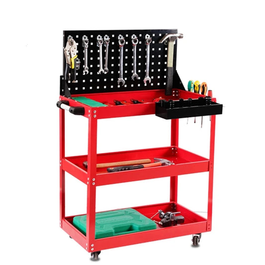 Mechanical Workshop Tools with Wheels, Tool Carts 3-layer Mobile Tool Car, Multifunctional and Heavy-duty Auto Repair Parts Car - Belvar