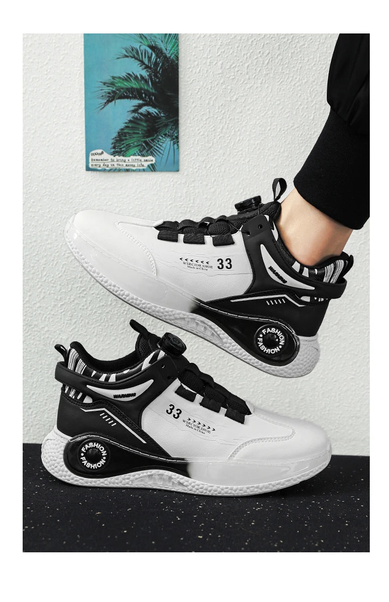 Mens Sneakers with Rotating Buckle Comfy Non Slip Lace up Durable Shoes for Mens Outdoor Activities - Belvar