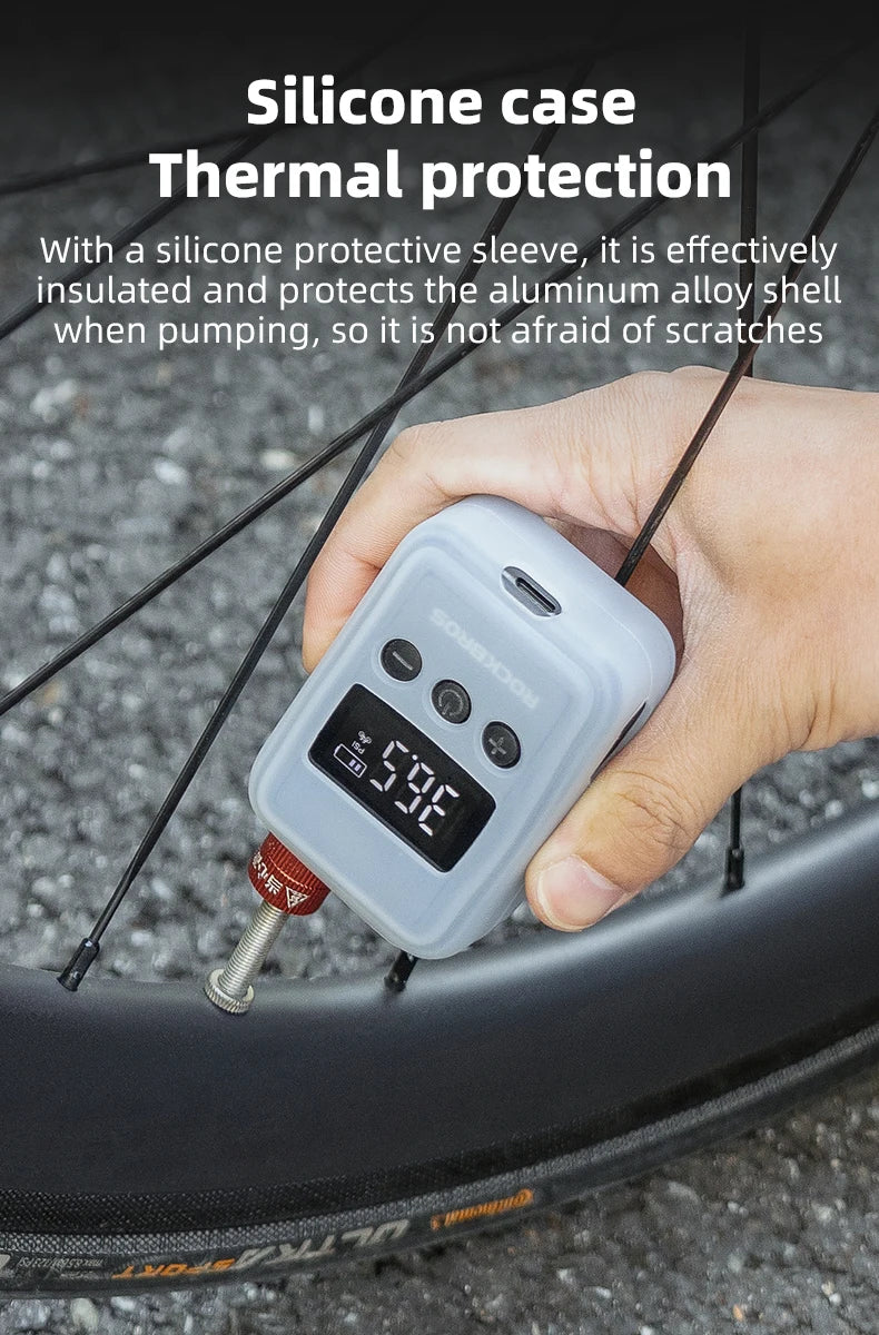 ROCKBROS 150 PSI Portable Pocket Bike Electric Air Pump With Digital Pressure MINI Fast Rechargeable Compressor Tire Inflator