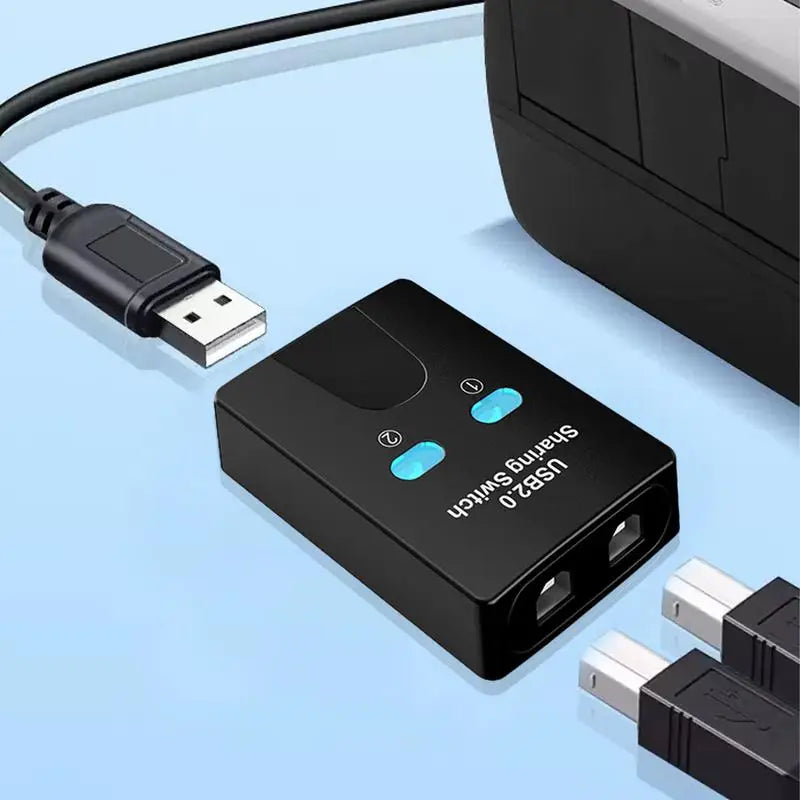 2 Port USB Switch Manual USB HUB Two Computers Share U Disk Printer Devices Two In One Out USB 2.0 Sharer With Cable