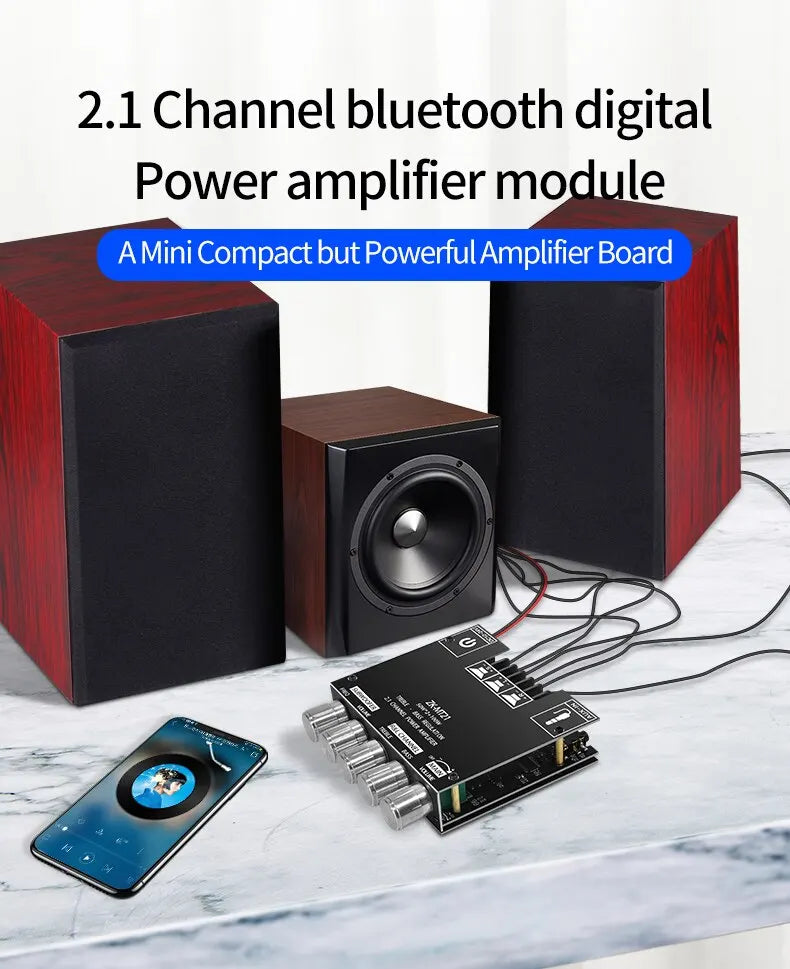 ZK-MT21 Bluetooth 5.0 Subwoofer Amplifier Board For Car Home 50W*2+100W 2.1 Channel Power Audio Stereo Bass Amplifier s Board