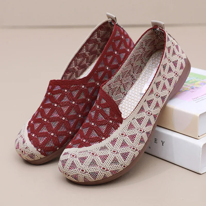 Ladies' 2025 mesh lightweight casual shoes for summer breathable and comfortable anti-slip round toe flat shoes - Belvar