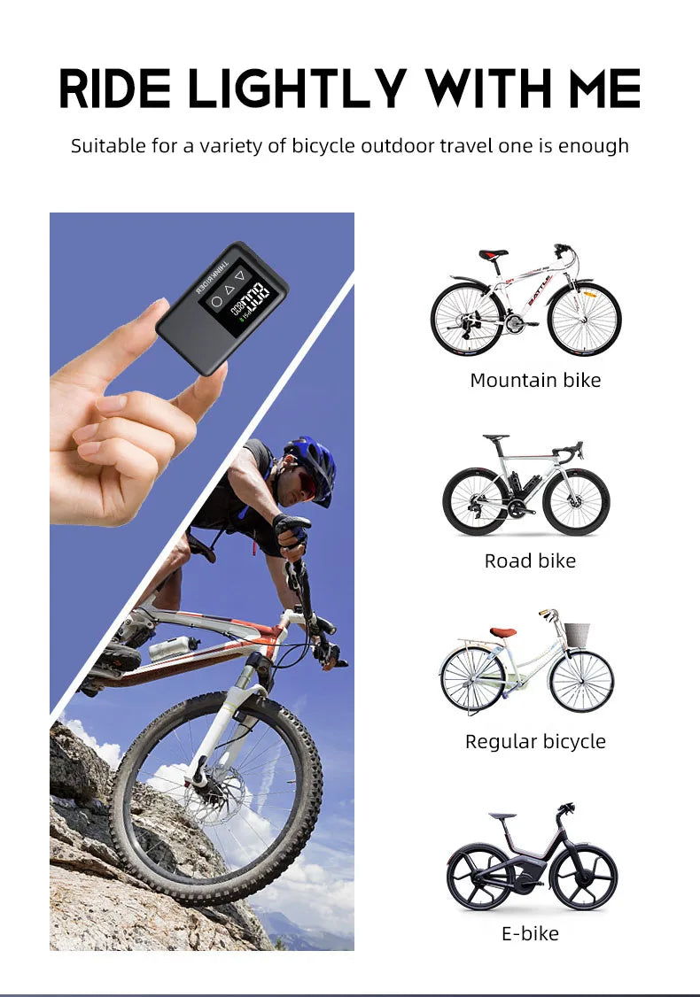 ThinkRider 120 PSI Portable Pocket Bike Electric Air Pump MINI Tire Inflator For Bicycle Digital Gauge Display