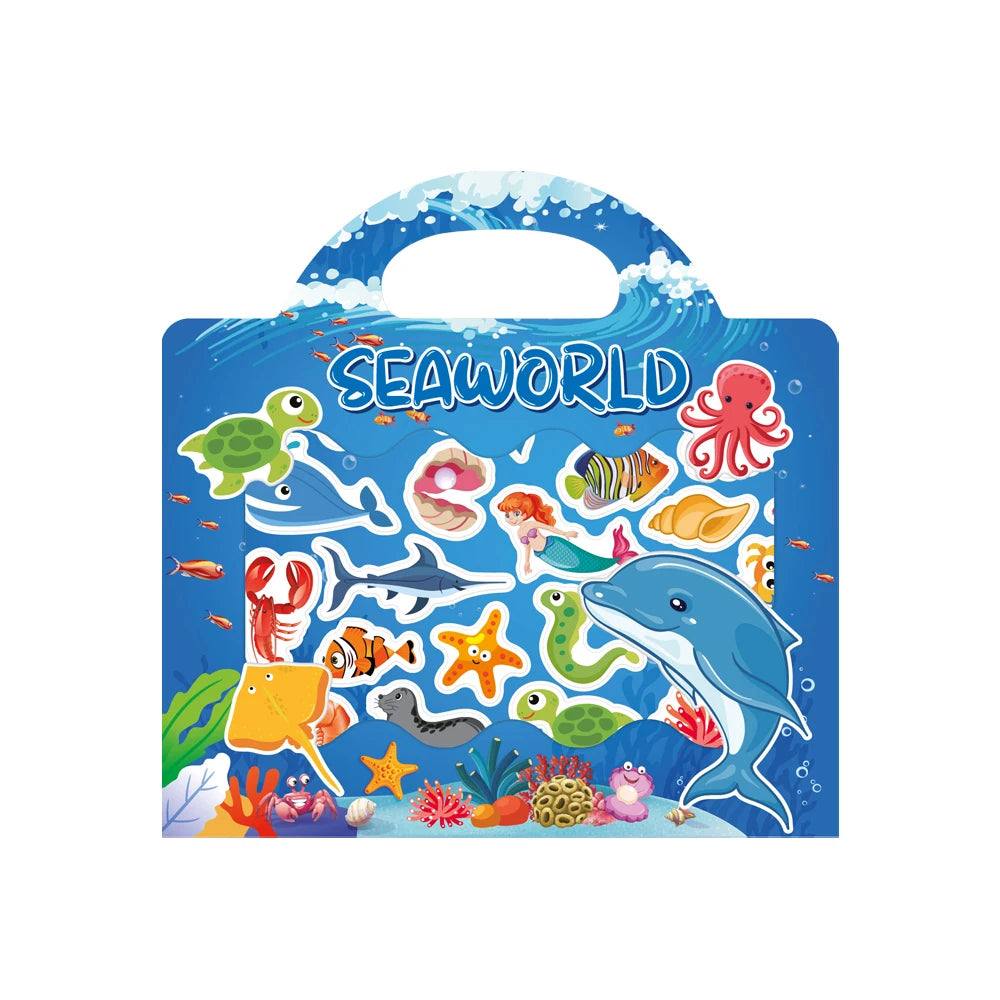 Reusable Cartoon Animal Scene Stickers for Kids DIY Hand-on Puzzle Learning Cognition Puzzle Book Educational Toy Gift for Child