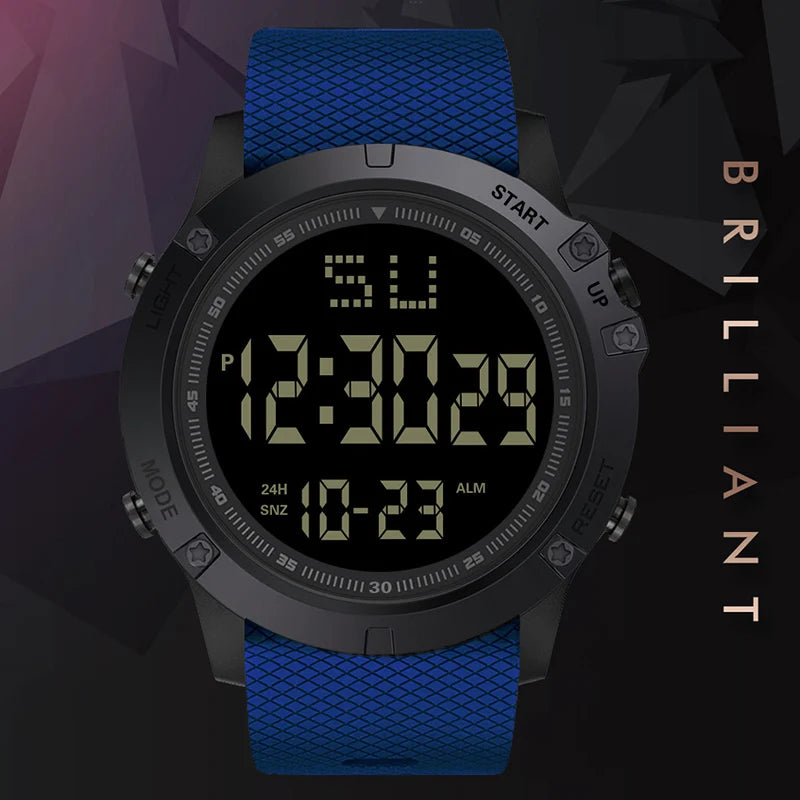 YIKAZE Men's Digital Electronic Watch Sports Glow 55mm Large Dial Student Outdoor Adventure Trend Multifunctional Watches Clock