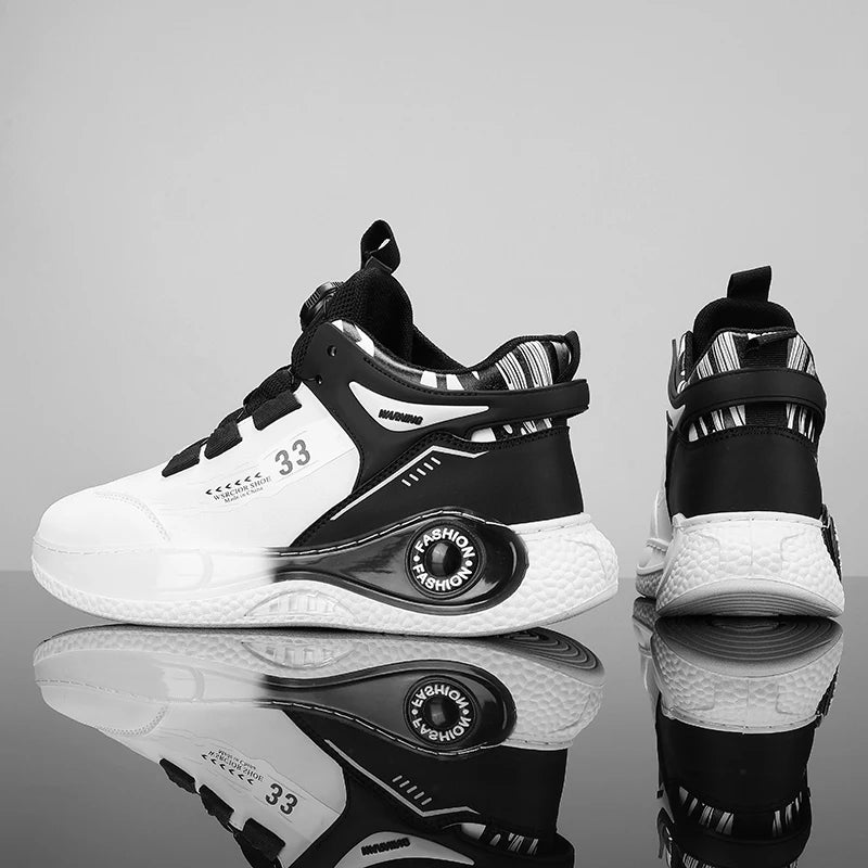 Mens Sneakers with Rotating Buckle Comfy Non Slip Lace up Durable Shoes for Mens Outdoor Activities - Belvar