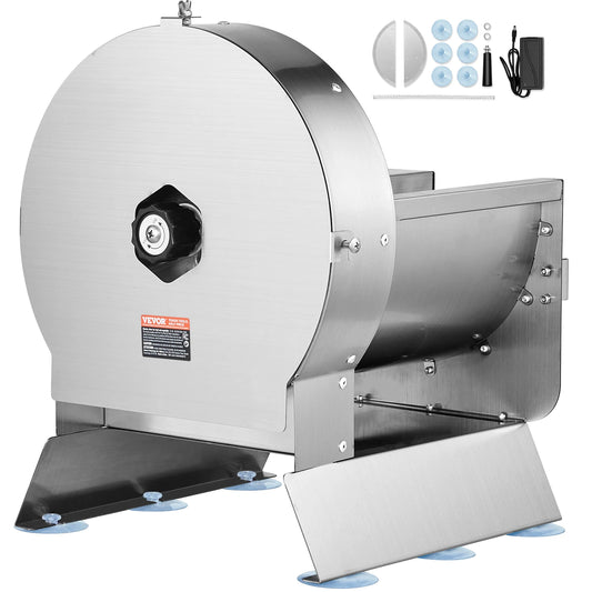 SucceBuy Electric Vegetable Slicer 0-12mm Thickness Adjustable Commercial Slicer Machine Stainless Steel Food Cutter Machine