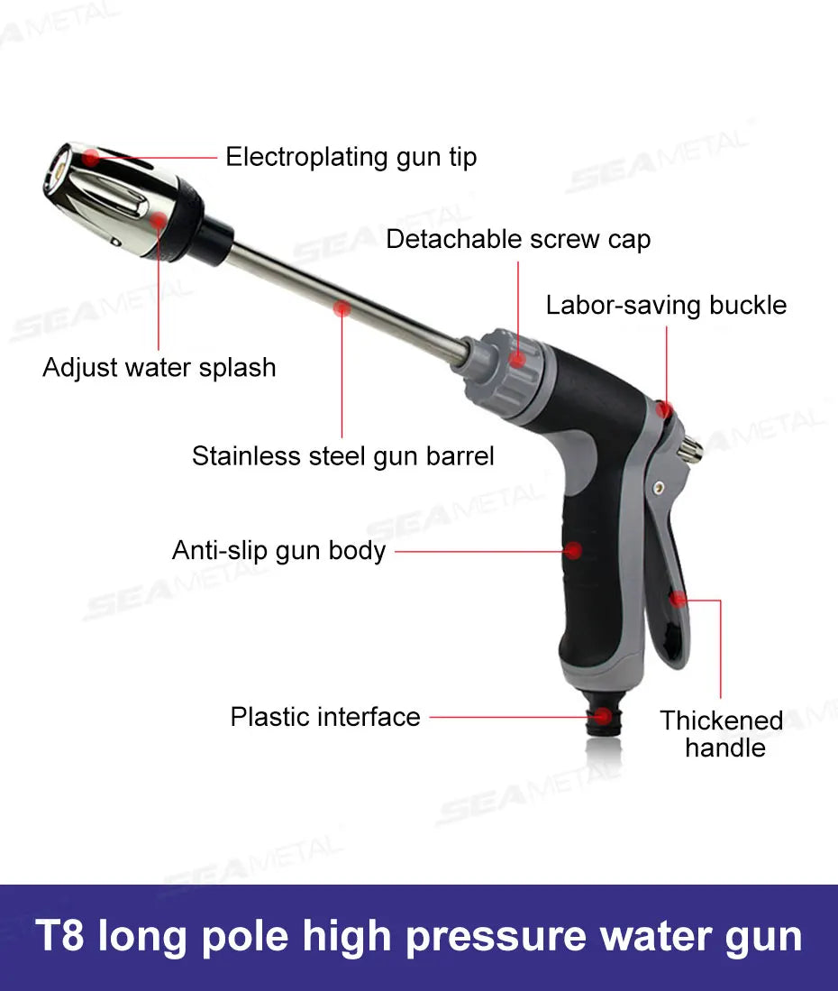 SEAMETAL High Pressure Car Wash Gun Foam Pots Lances Irrigation Tools Adjustable Sprinkler Car Home Garden Watering Tool Set