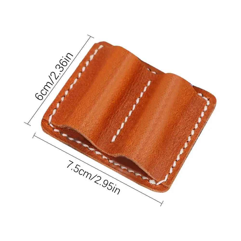 Retro Pen Pencil Holder Double Pen Clip PU Anti Lost Pen Organizer For Travel Notebook Pen Insertion Stainless Steel Pen Cover