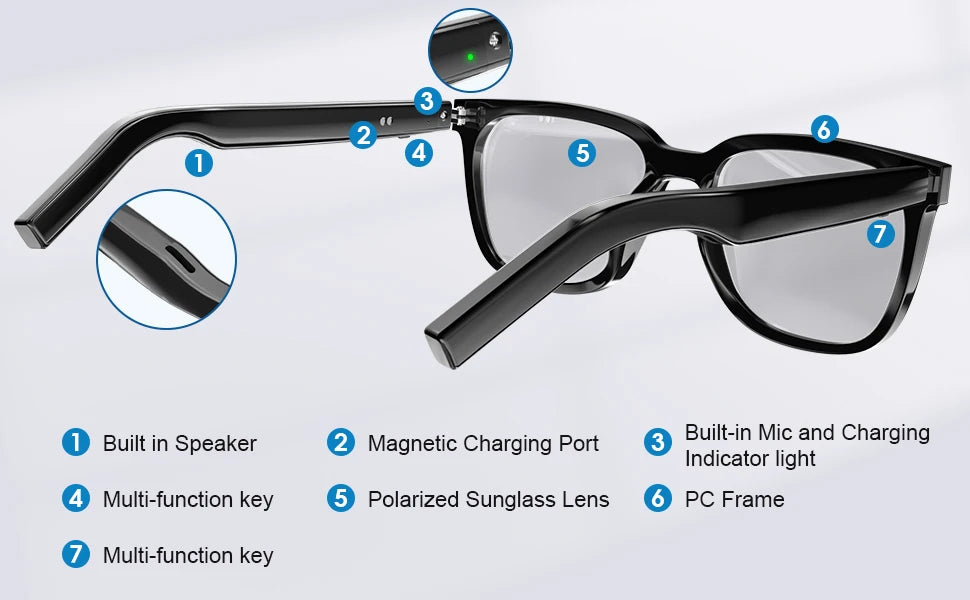 Xiaomi M10 ProA Bluetooth Smart Glasses With Interchangeable Lenses Magnetic Sunglasses Anti blue Light UV Protection Sunglasses