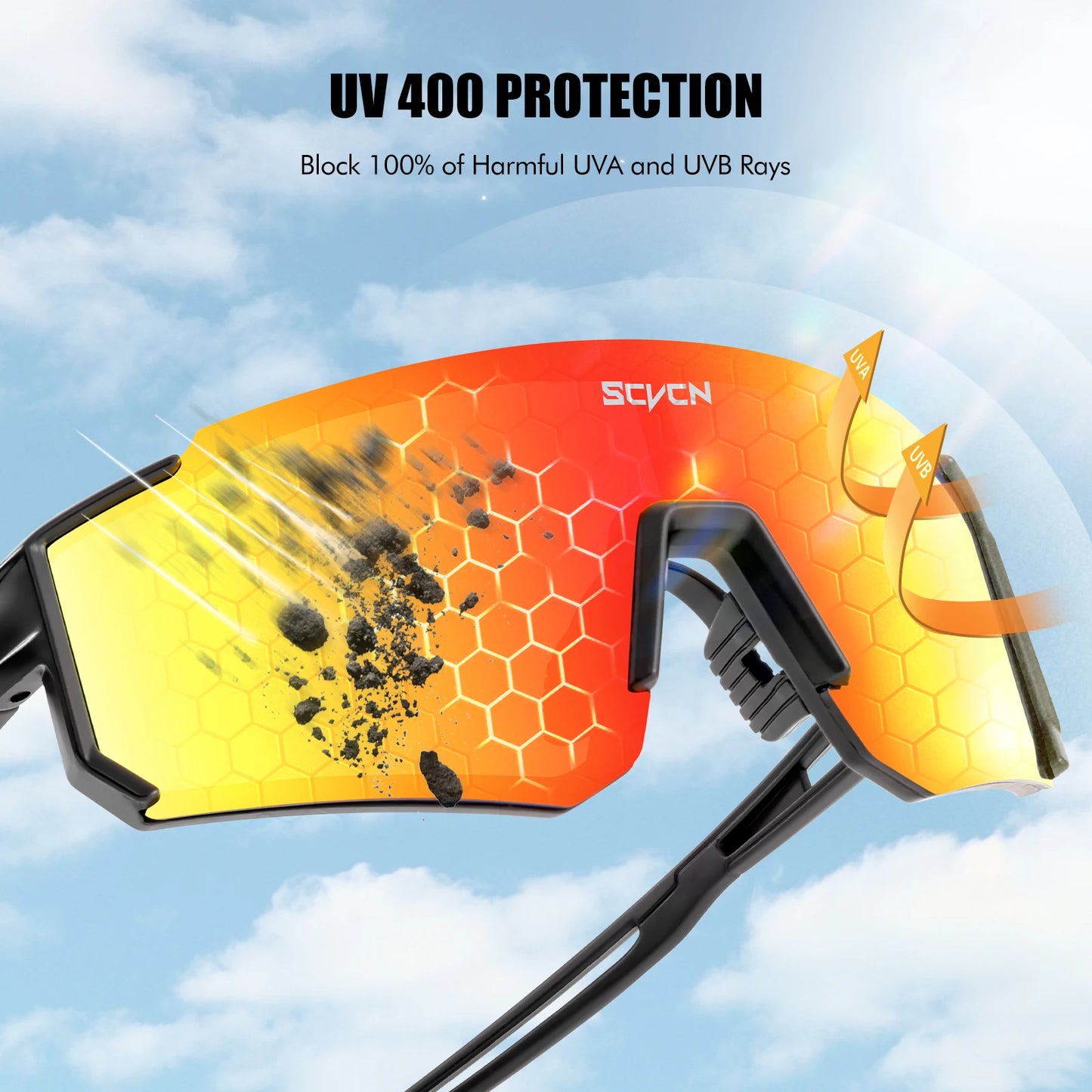 SCVCN Sunglasses for Men Sport Cycling Glasses Bike Mountain Bicycle Hiking Camping Golf UV400 Protection Glasses Women Baseball