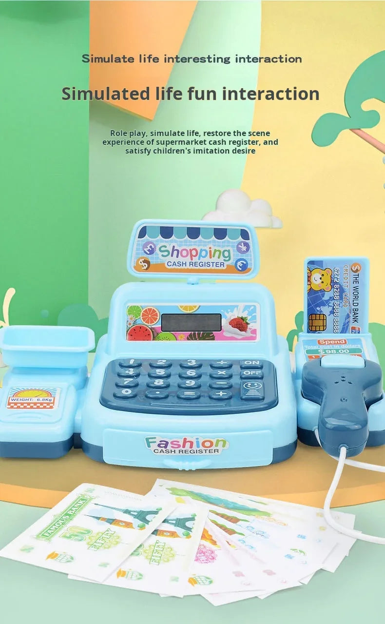 Simulation Shopping Cash House Toys Electronic Game Lighting and Sound Effects Supermarket Cashier Toys Toy for Kids Girl Gifts