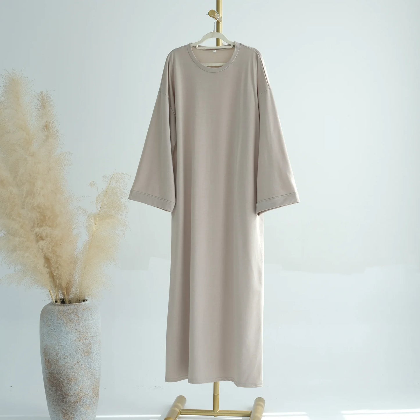2024 New Modest Dress Solid Color Inner Dresses Muslim Women Dubai Abaya Eid Ramadan Islam Clothing Turkey Arabic Robe