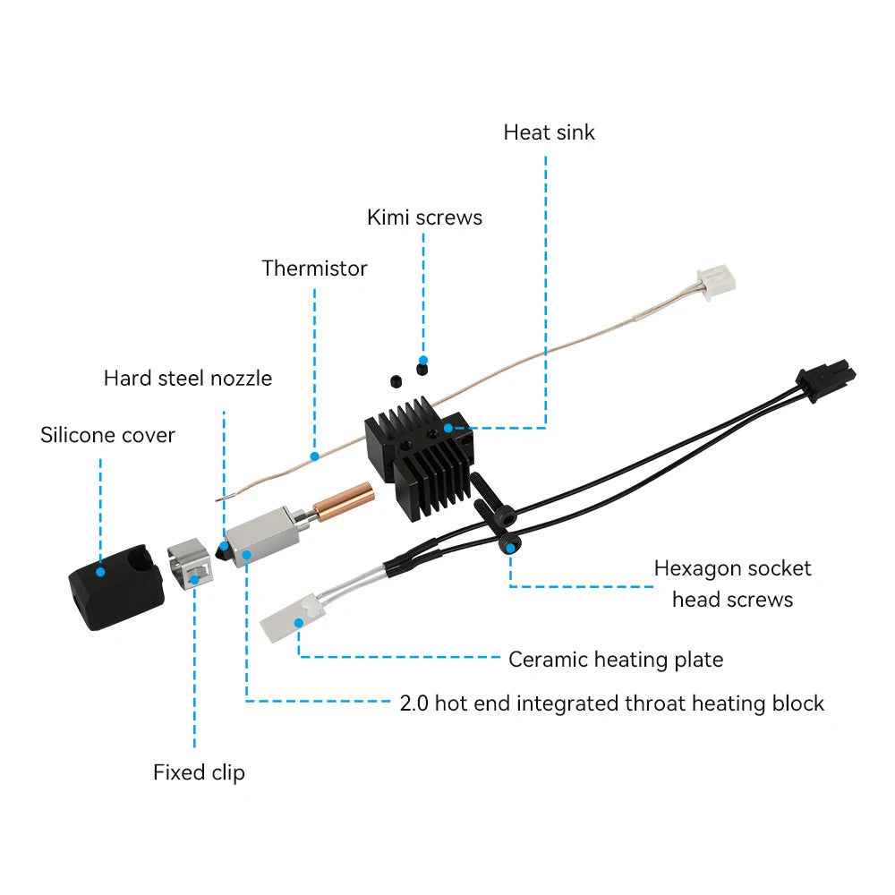 Upgraded Hotend Kit For Qidi X plus 3 / QIDI X max 3 / X smart 3 Hot End Ceramic Heating Rod Print Head For QIDI 3D Printer