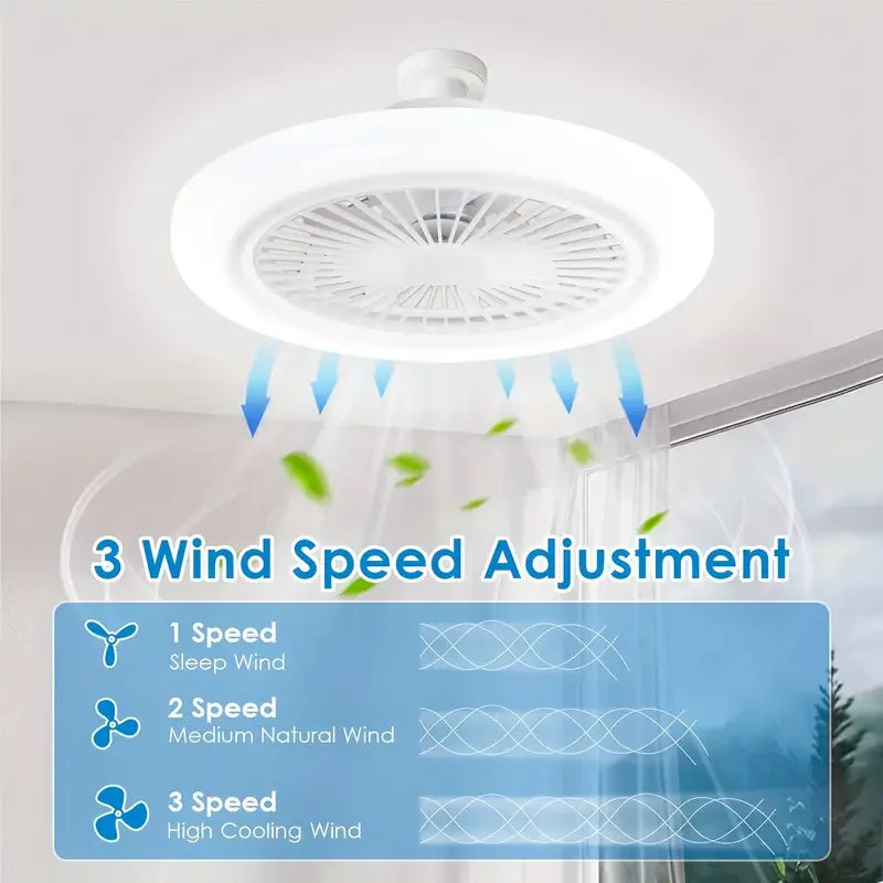 2 in1 Ceiling Fan with Remote Control Lighting Lamp E27 Converter Base Lighting Base Bedroom Living Room