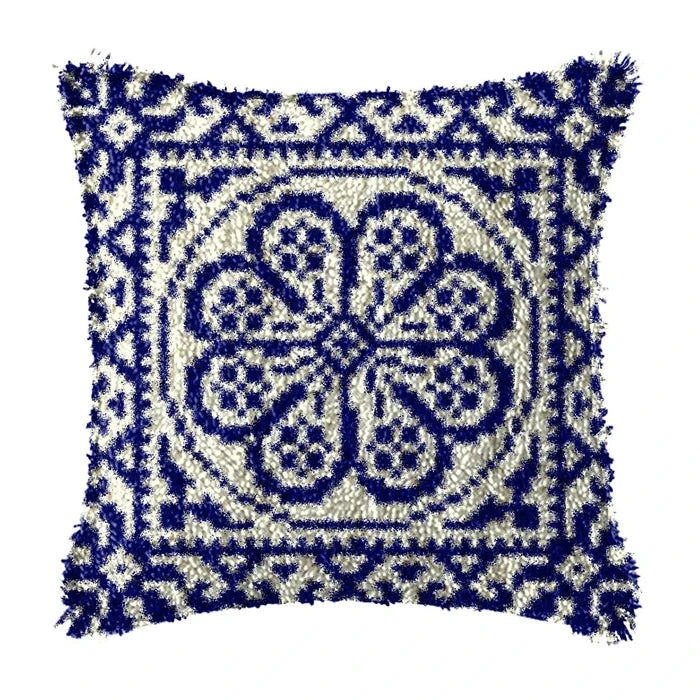 Smyrna Flower Latch Hook Kit Mats Cushion Pillow DIY Crafts Simple Cushion Embroidery Latch Hook Rug Needlework Button Packages