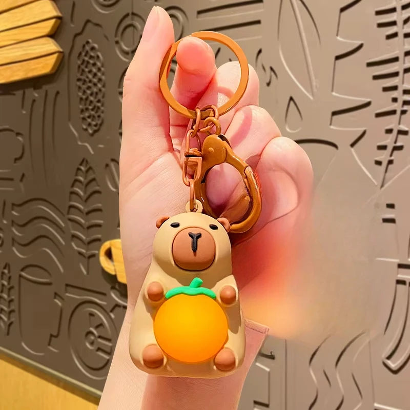 Simulation Capibara Anime Lighting In The Dark Toy Kawaii Cute Mini Doll Warm Light Keyring Creative Luminous Capybara Keychain