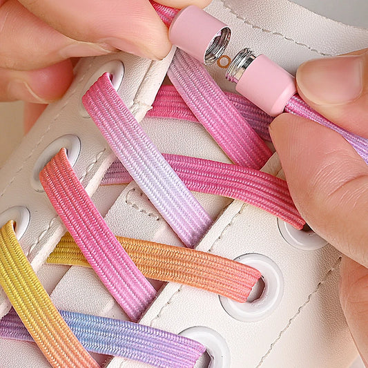 1Pair/2Pairs/4Pairs No Tie Shoe Laces Colorful Buckle Shoelaces Pearl Light Colorful Fashion Without Ties Elastic Laces Sneaker