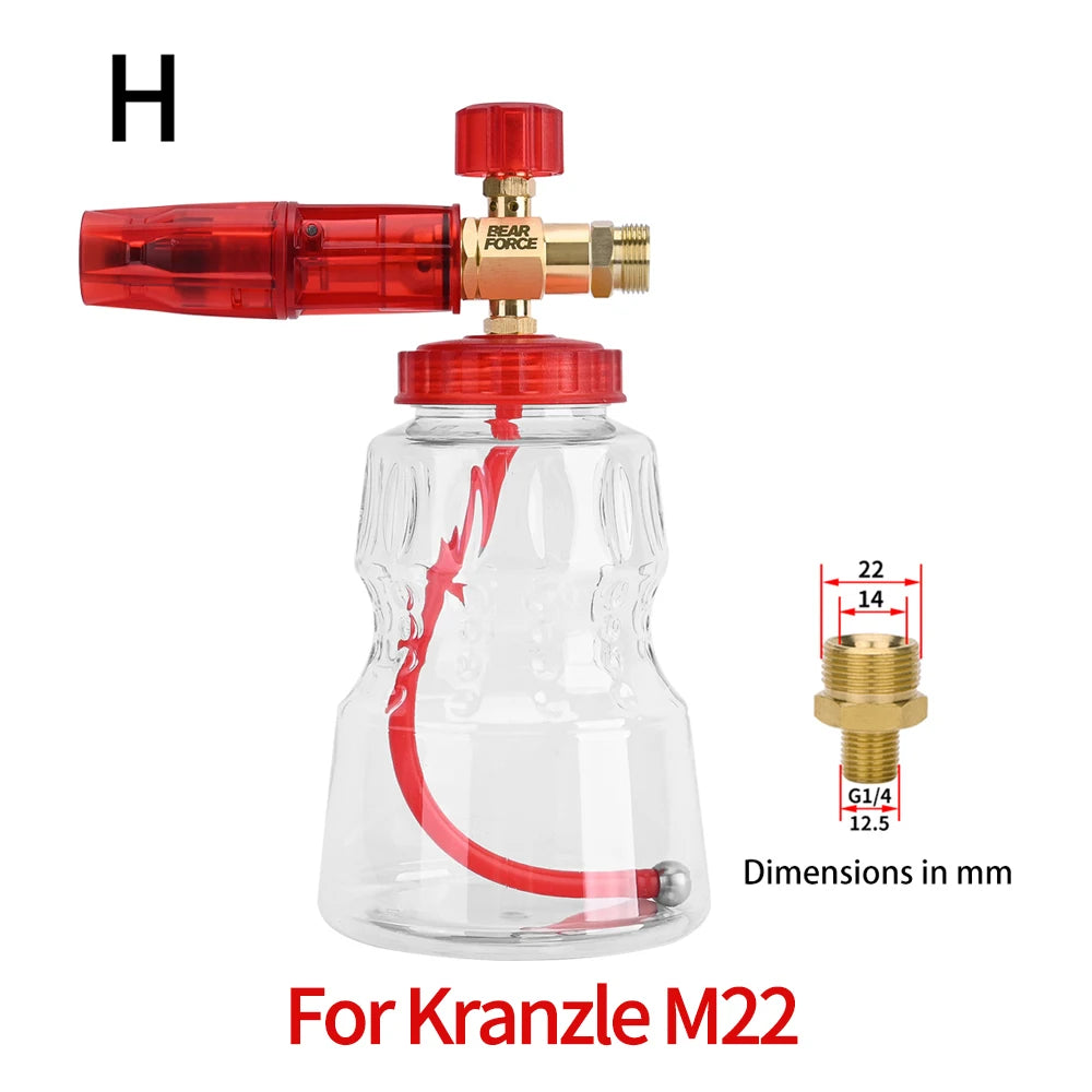 Pressure Washer Brass Snow Foam Lance Foam Nozzle Car Wash Foam Maker for Karcher Elitech Bort AR Bosch Michelin Pressure Washer