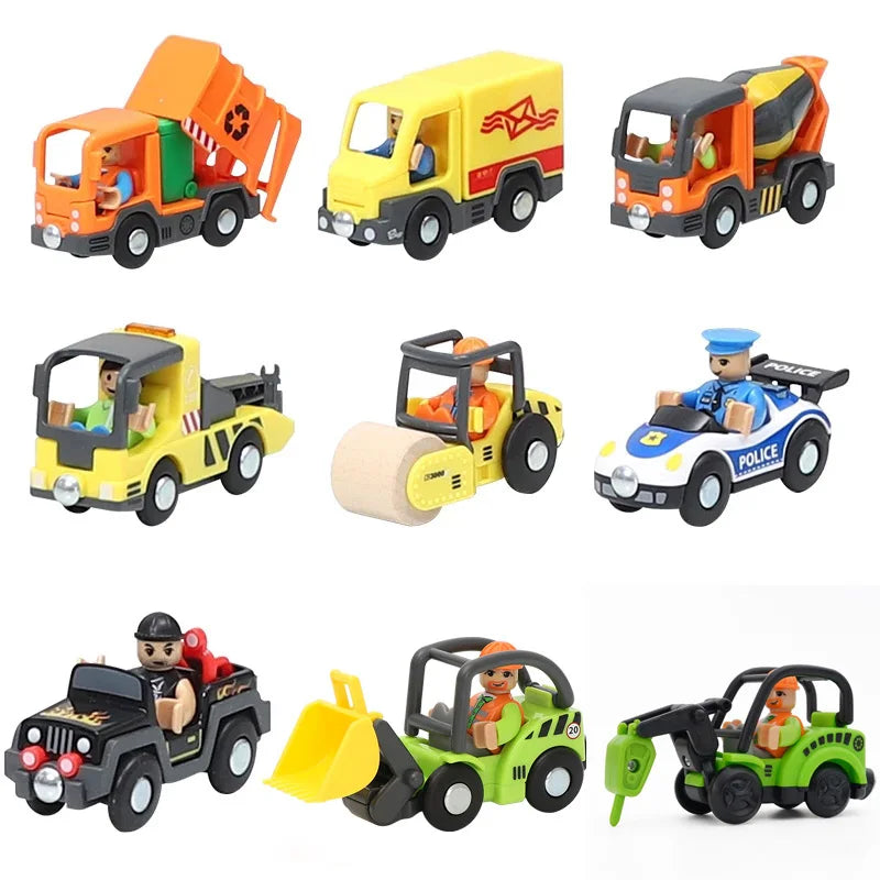 Variety of Optional Rail Car Utility Vehicles Aircraft Compatible with All brands Wooden Tracks Trains Children Car Toy Gifts