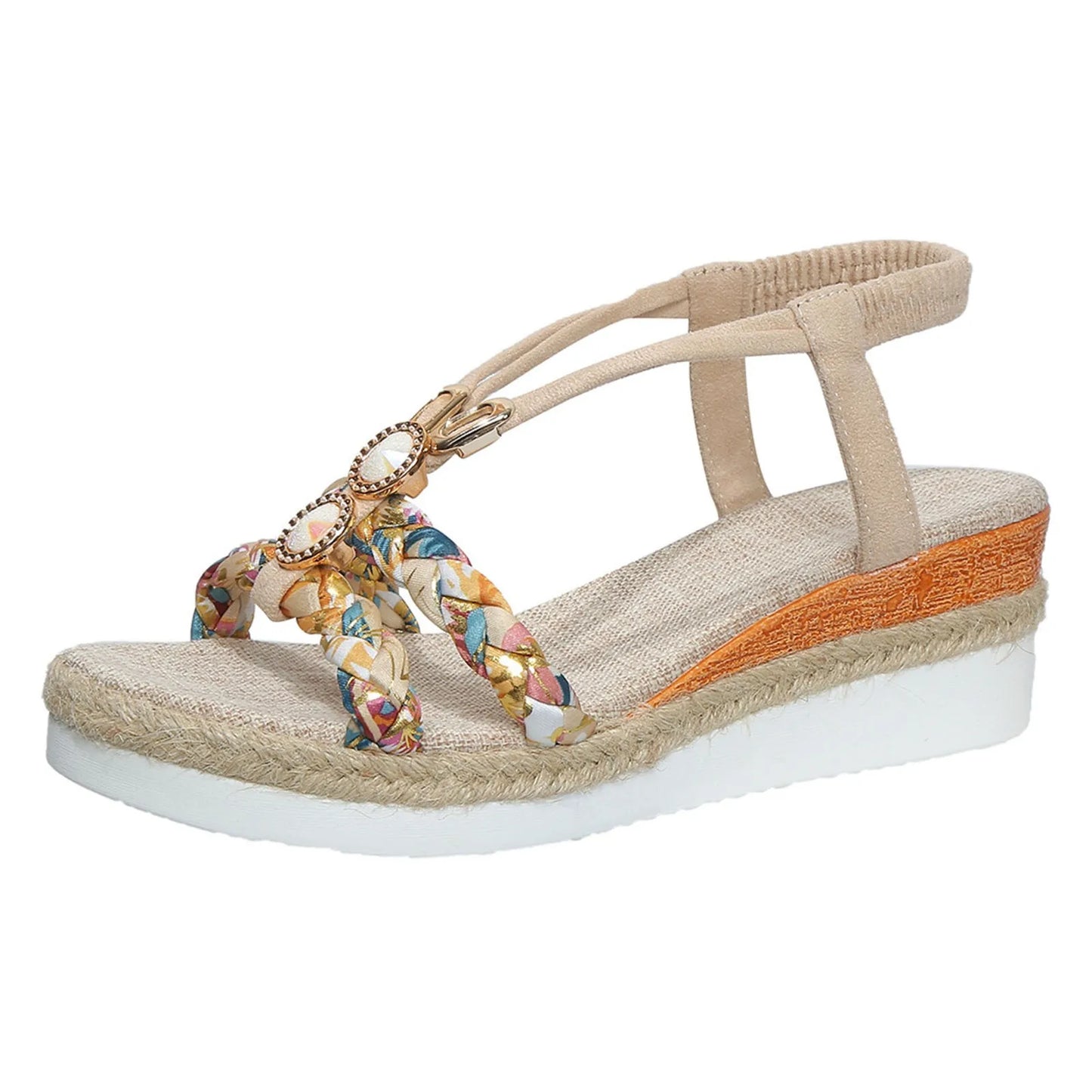 Women Wedge Heeled Sandals Spring And Summer Fashionable Thick Soled Adjustable Strap Sandal Female Beach Outside Wear Shoes