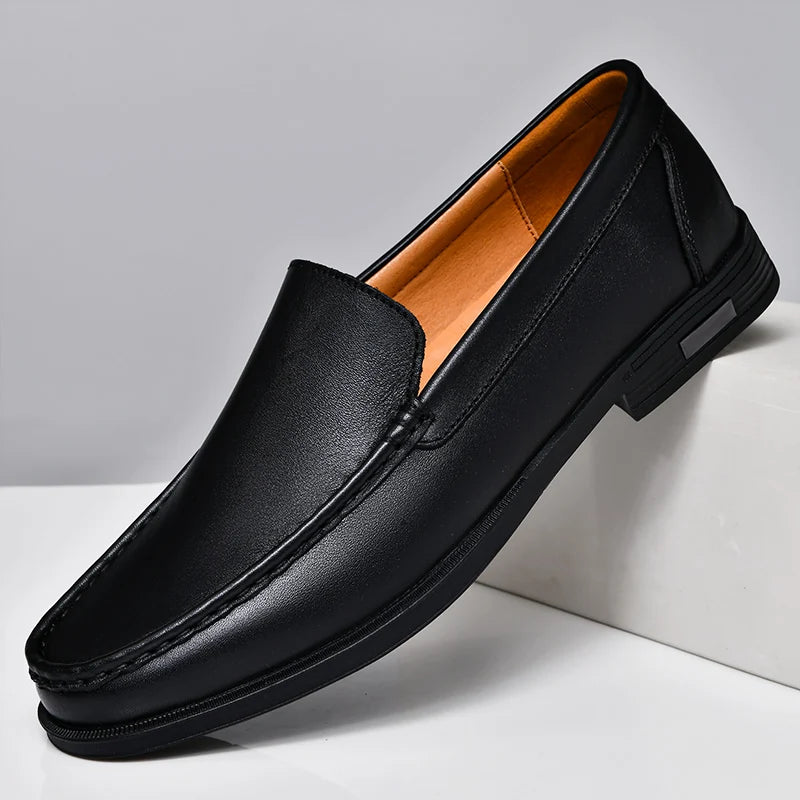 Men's comfortable walking shoes made of genuine leather, one foot loafers, new trendy designer, Mo hot selling driving shoes - Belvar
