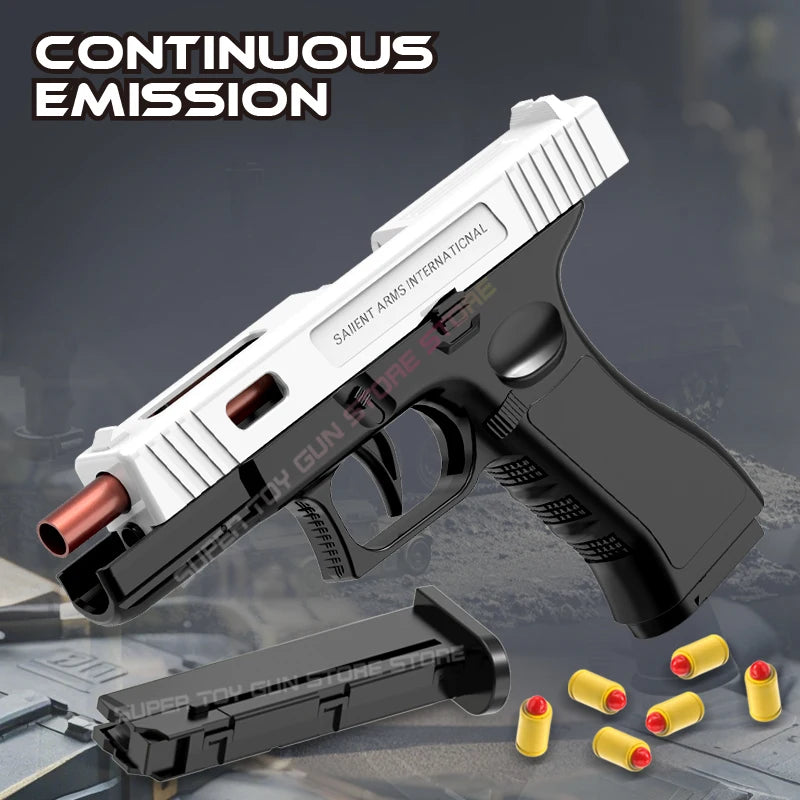 2025.G18 Toy Gun. Air Gun Pistol CS Shooting Weapon Toy Gun Automatic Shell Throwing Soft Bullet Toy Gun (Quick Disassembly)