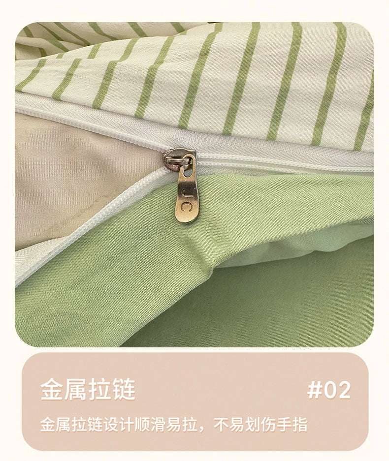 Washed Cotton Duvet Cover Set Quilt Set Ins Nordic Minimalist Style Grey Strip Bed Set Home Textile Bedding Set Bed Sheets 2025