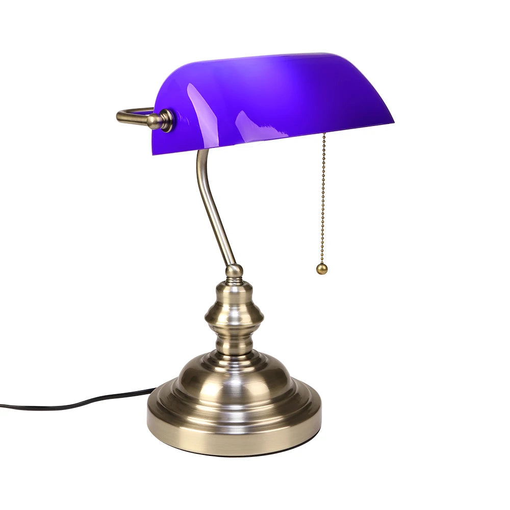 Vintage glass banker‘s lamp zipper switch desk lamp bedroom home stuy restaurant library office light night lamp