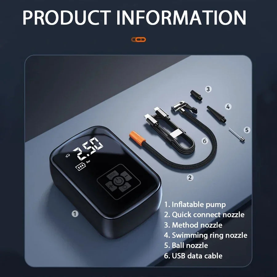 1PC Car Mounted Wireless Digital Display Inflation Pump Portable Wireless Air PumpTire Inflator for Electric Cars