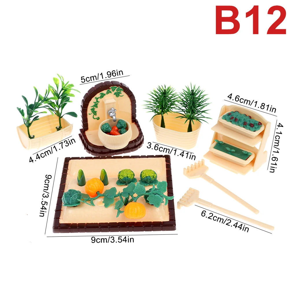 1:12Dollhouse Miniature Furniture Toys Set DIY Forest Family Kids Girls Pretend Play Furniture Toys Gift for Christmas Birthday