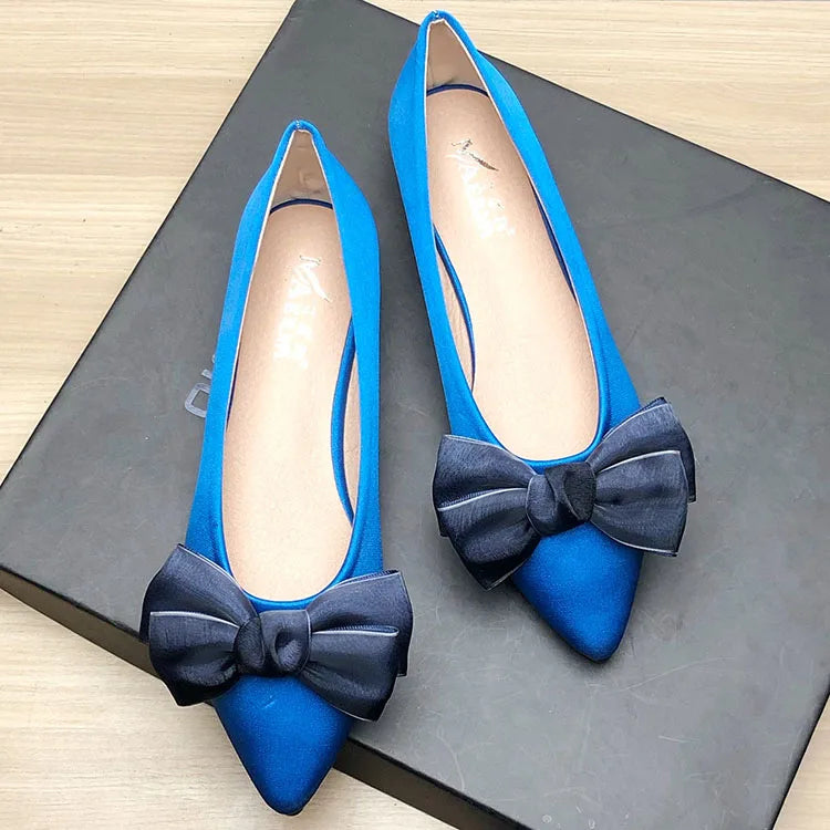 Shoes for Women Flat Heels Pointed Flat Shoes Black Flats for Women Dressy Comfort Silk Bow Size 33-43 Nice Quality Basic Shoes