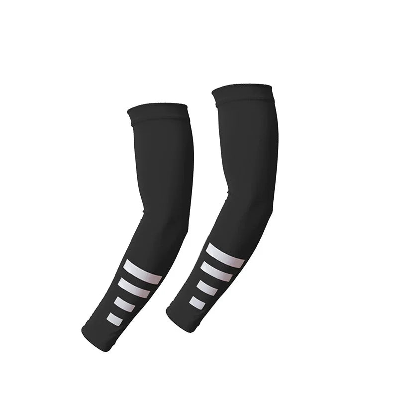2Pcs Summer Outdoor Sun Protection Arm Sleeves Quick-drying Breathable Night Running Cycling Reflective Ice Silk Sleeves