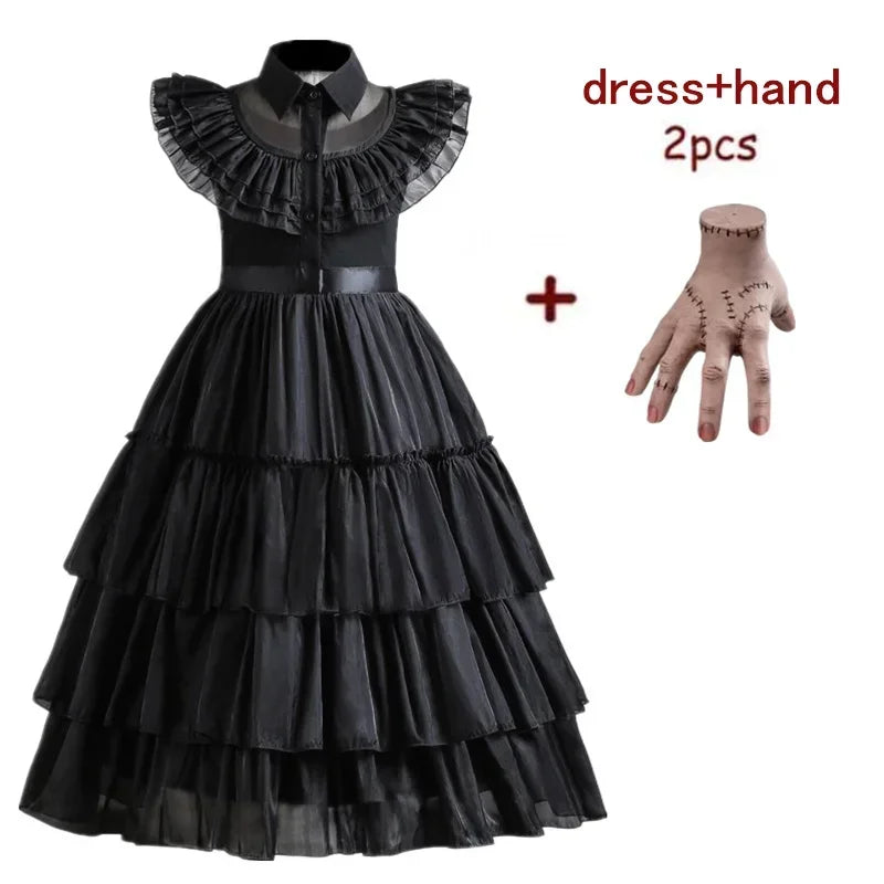 Wednesday Adams Cosplay for Girls Costume 2025 New Vestidos For Kids Carnival Easter Halloween Party Costumes for 3-12 Years