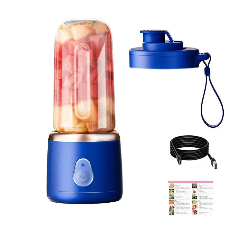 Portable Juicer for Shakes Smoothies Rechargeable USB 400ML Traveling Fruit Juicer Double Cup Fruit Blender Juicer Cup
