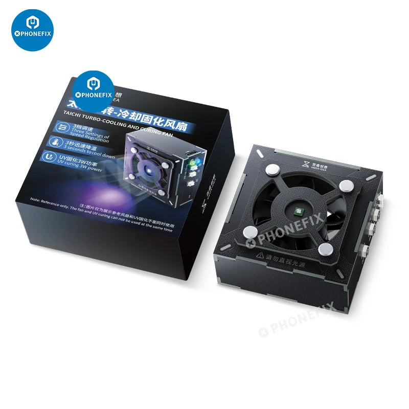 Qianli Mega-Idea Cooling Fans with UV Curing Lamp for Mobile Phone Motherboard Chip Repair 3W Power UV Curing Light Turbo Fan