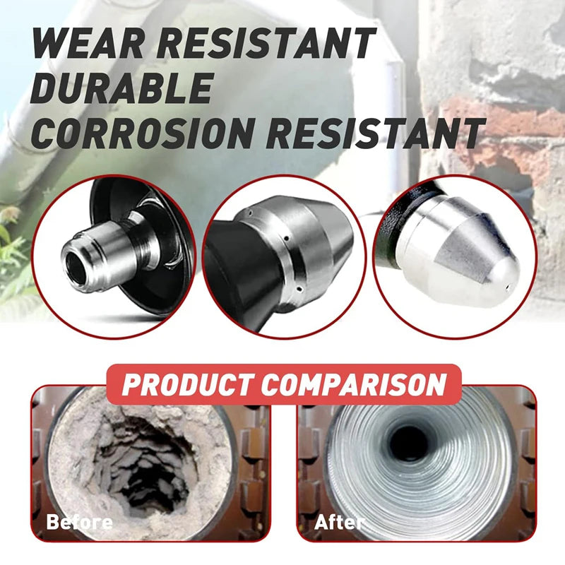 Sewer Cleaning Tool Pipe Unclogger Nozzle 1/4 Quick Connector Pressure Washer Sewer Jetter Nozzle for Drain Jetting Hose 5000PSI
