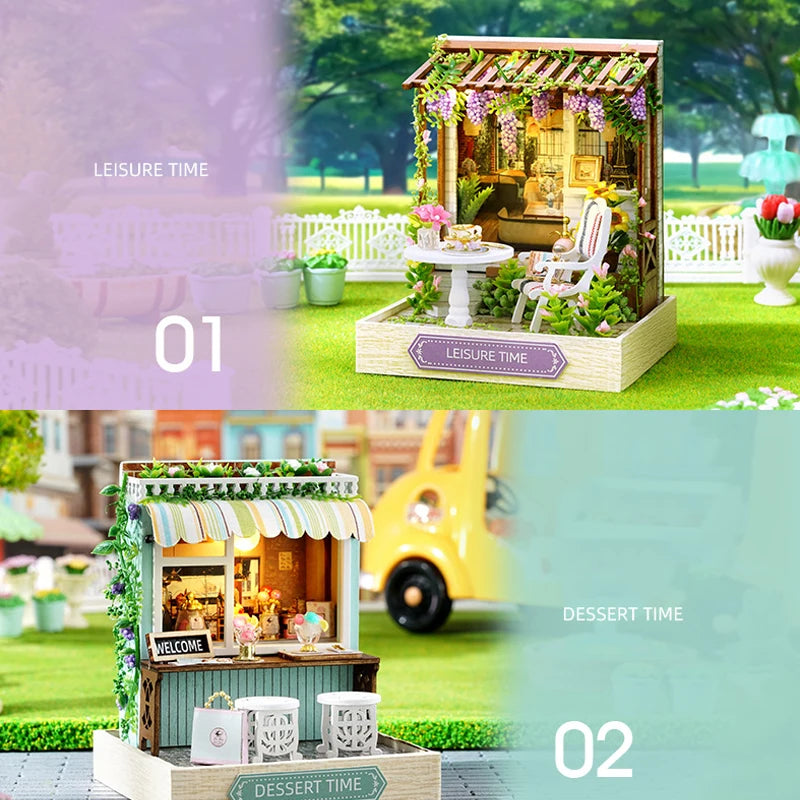 Wooden Miniature Doll House DIY Handmade Assembly Model Building Kit With Dust Cover 3D Puzzle Toys Birthday Gifts Dollhouse