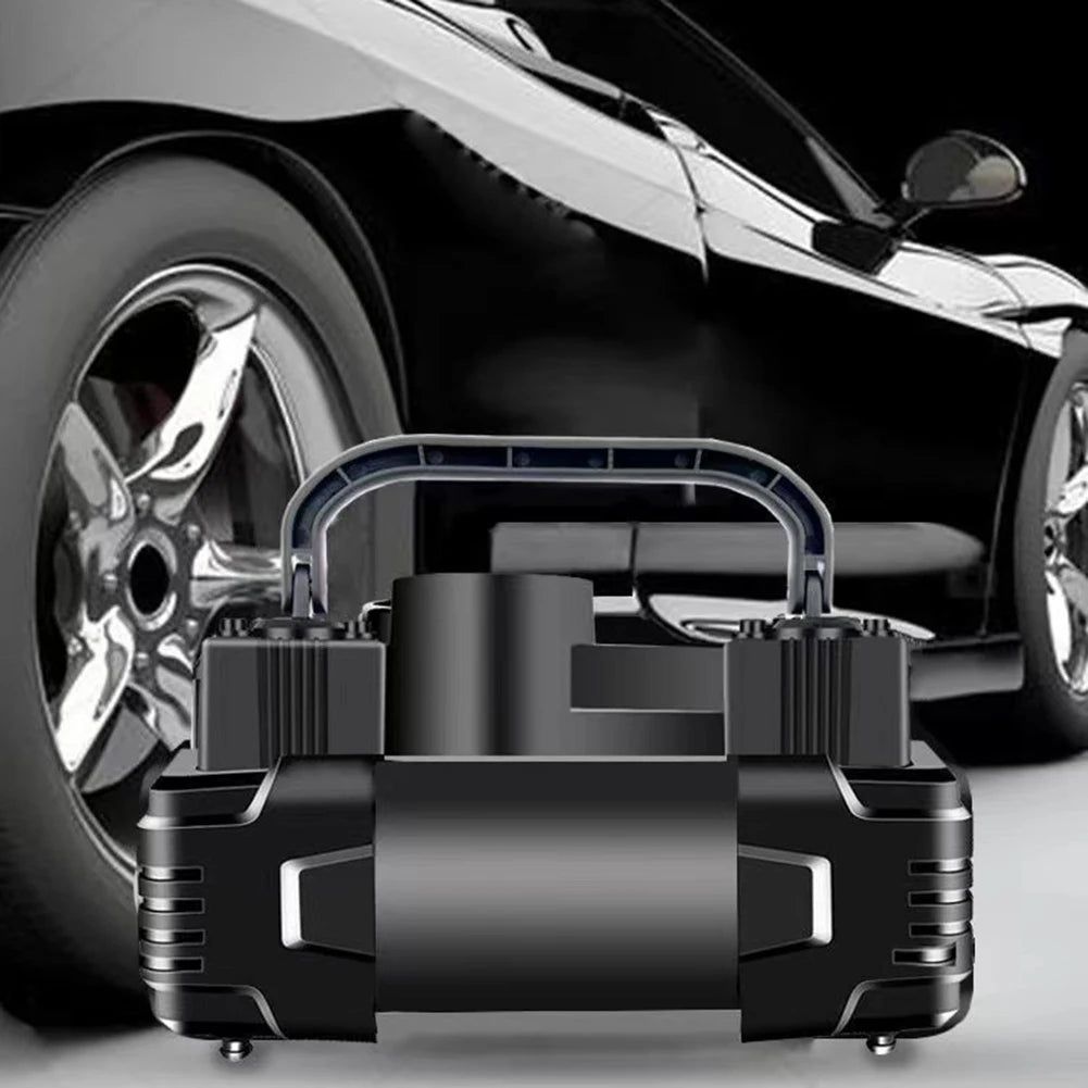12V 150PSI Mini Air Compressor Dual Cylinder Heavy Duty Tire Inflator with LED Light Car Electric Air Pump Auto Inflatable Pump