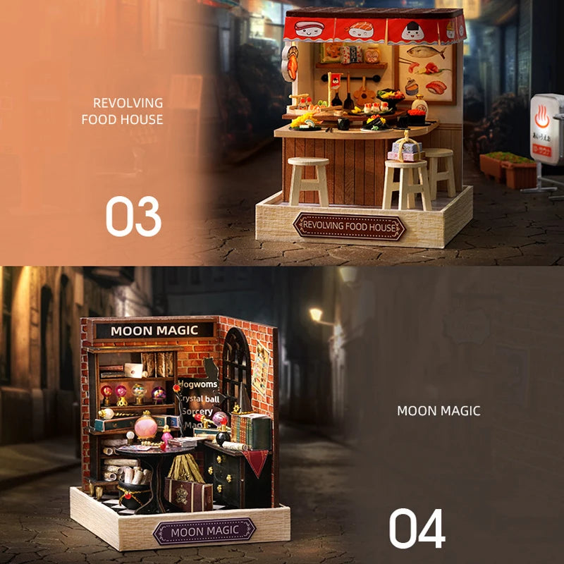 Wooden Miniature Doll House DIY Handmade Assembly Model Building Kit With Dust Cover 3D Puzzle Toys Birthday Gifts Dollhouse